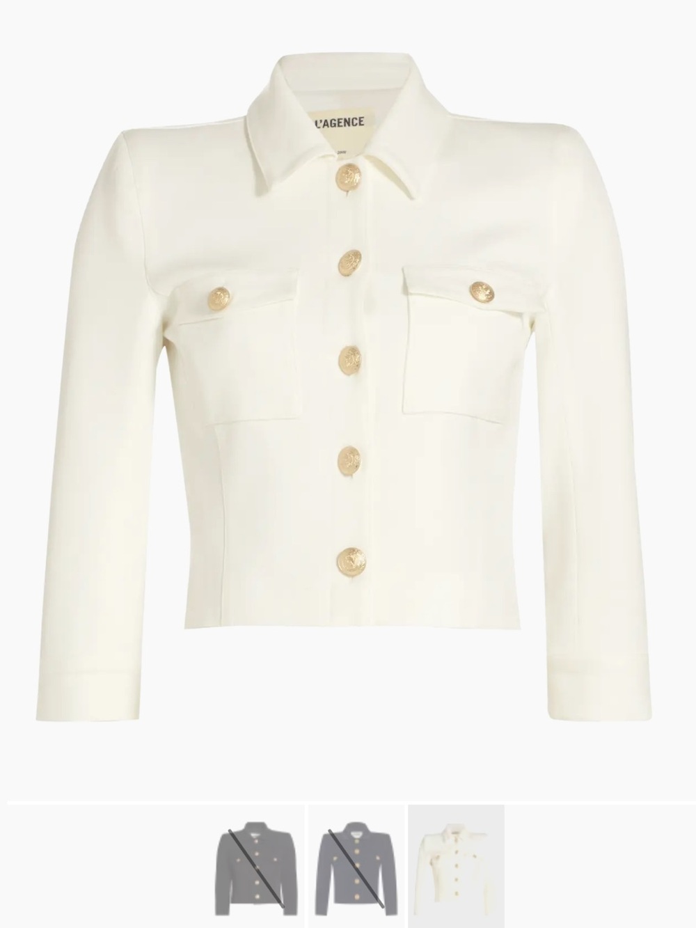 L’AGENCE White Cropped Buttoned Jacket